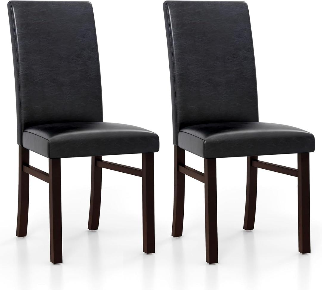 Upholstered Dining Chairs Set of 2 with Solid Rubber Wood Legs