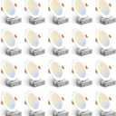 Amico 20 Pack 6 Inch 5CCT Ultra-Thin LED Recessed Ceiling Light with Junction Box, 2700K/3000K/3500K/4000K/5000K Selectable, 12W Eqv 110W, Dimmable Can-Killer Downlight, 1050LM Wafer Lighting - ETL