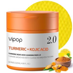 Turmeric pads and kojic acid cleansing for face pads dark spots, kojic acid and turmeric cleansing scrub pads for face and body, 60 Count , Pack of 1