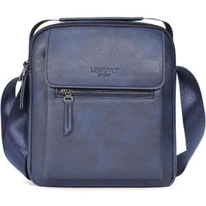 Medium & Small Crossbody bag for men shoulder bag mens purse satchel leather messenger bag gift (Navy)