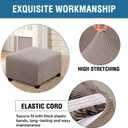 H.VERSAILTEX Square Ottoman Covers Ottoman Slipcovers Folding Storage Stool Furniture Protector Form Fit with Elastic Bottom, Stretch High Spandex Small Checks Jacquard Fabric(Medium,Taupe)