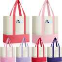 Sanwuta 6 Pcs Canvas Tote Bags Bulk with Outer Pocket Small Sublimation Blank Canvas Tote Reusable Grocery Bag for Women, DIY Craft (Pastel)