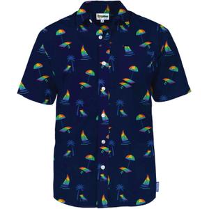Tipsy Elves LGBT Pride Button Down Shirts for Men - Casual Mens Rainbow Shirts - Gay Pride Short Sleeve Shirts (XX-Large, Pride Paradise (Navy))