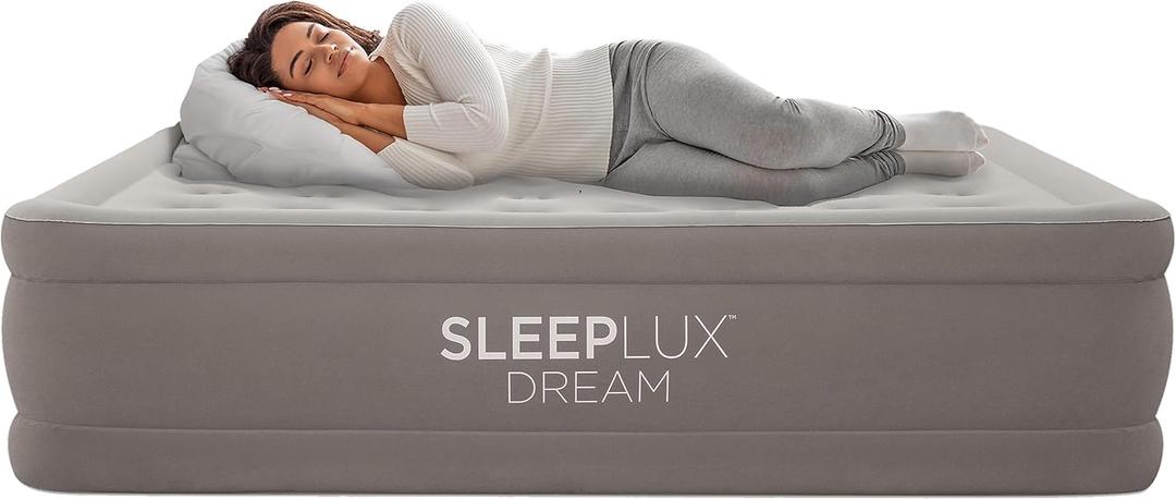 SLEEPLUX Dream Luxury Twin Air Mattress, Built-in Dual Pump, Stays Inflated All Night, 18 Double-High Blow-Up Airbed with Coil Beams, for Guests, RV Camping & Home
