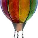 Glass Solar Hot Air Balloon Lantern with Flame Hanging Garden Flickering Light Outdoor Waterproof for Yard Patio Tree Mother's Day Gift, Colorful