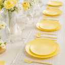 ejonirinjonir EI 150pcs Yellow Plastic Plates,Heavy Duty Bright Disposable Plate,Fancy Plastic Plates for Party,Yellow Dishes for Wedding,Easter,Afternoon Tea Party,Spring