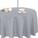 Fitable Table Cover Outdoor and Indoor Tablecloth - Washable Waterproof Wrinkle Free Table Cloth with Zipper and Umbrella Hole for Spring/Summer/Party/Picnic/BBQS/Patio Silver Grey 60R