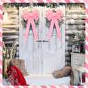 Riceshoot 12 Pcs Christmas Pink Bows Large Christmas Tree Topper Bow 12" x 24" Outdoor Decorations Wreath Bow with Glitter Gold Edge for Xmas Home Front Door Decor