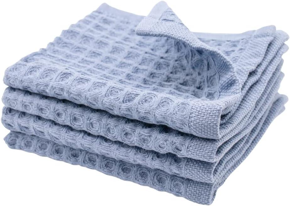 Sea Me At Home Waffle Washcloths Set, 100% Turkish Cotton (Denim)