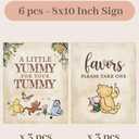 2 x 6PCS Winnie Table Sign with Stand, A Little YUMMY FOR YOUR TUMMY, Winnie Baby Shower Decorations, Classic Pooh Party Supplies, Vintage Winnie 8x10INCH