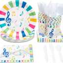 Sustainable Greetings Juvale Music Party Supplies, Paper Plates, Napkins, Cups and Plastic Cutlery (Serves 24, 144 Pieces) - Music Themed Party Decorations