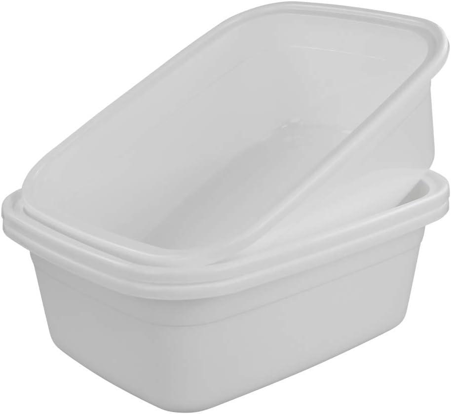 3-pack 18 Quart Dish Pan Wash Basin, Large Dish Tub, White