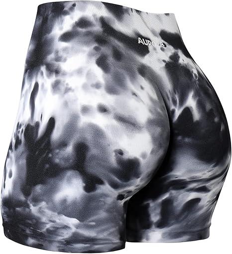 AUROLA Dream Tie Dye Workout Shorts for Women Seamless Scrunch Soft Active Shorts (Medium)