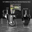 2 Inch Stem Caster Wheels 600lbs, Threaded Stem Casters Set of 4 Heavy Duty, 1/4"-20x1 (Screw Diameter 1/4", Stem Length 1"), Safety Dual Locking Industrial Castors, Wheels for Cart, Furniture