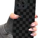 for iPhone 15 Pro Max Case, Cute Luxury Black Lattice Checker Pattern Design Case for Girls Women Men Soft TPU Bumper Anti-Scratch Shockproof Camera Protective Cover for iPhone 15 Pro Max (iPhone 15 Pro Max Black Lattice Checker)