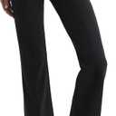 Houmous S-XXL 29'' 31'' 33'' 35'' Inseam Women's Bootcut Dress Pants Pockets Stretch Work Lounge Pant Office Casual (Large, Black-cotton Blend)