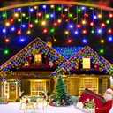 XURISEN 66ft Christmas Lights Decorations Outdoor, 640 LED 8 Modes Curtain Fairy Lights with 120 Drops,Plug in Waterproof Timer Memory Function for Christmas Holiday Wedding Party Decor(Multicolor)