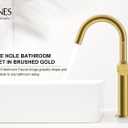 KENES Brushed Gold Tall Bathroom Faucet, Single Handle Vessel Sink Faucet Single Hole, Modern Bathroom Vanity Faucet with Pop Up Drain and Supply Lines, KE-9005C-4