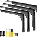 FIRMETAL (16 INCH x 9.5 INCH) Shelf Bracket ,L Shelf Brackets,max Load 300lbs, Premium Alloy Metal Heavy Duty Shelf Bracket, high Strength Mounting Hardware Included, countertop Support, Pack of 4., Set of 2