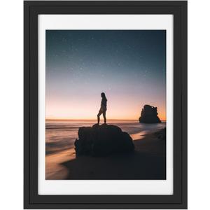 Golden State Art, 18x24 Picture Frame - Displays 16x20 Photo with Mat or 18x24 Without Mat, Wide Moulding Solid Wood Frame for Wall Display, Black