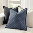 MIULEE Decorative Burlap Linen Throw Pillows Covers 18x18 Inch Blue Vintage Couch Pillow Covers Outdoor Modern Farmhouse Pillowcase Woven Textured Cushion Cases for Sofa Bed Livingroom
