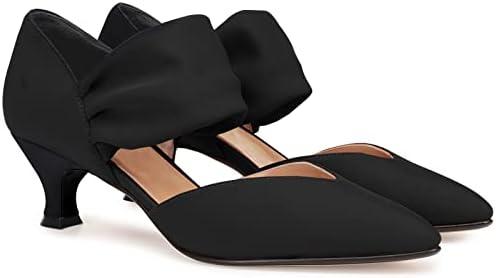 Coutgo Womens Low Kitten Heel Dress Shoes Pointed Toe Slip on Ankle Strap Cutout Elegant Party Wedding Pumps 8