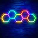 LED Gaming Neon Sign RGB Hexagon Lights for Wall Decor Light Up Kids Boys Room Game Room Man Cave Decorations