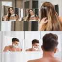 HIEEY 3 Way 360 Trifold Mirror with LED, Height Adjustable Telescoping Hooks,and 5X Magnification for Makeup,Hair Cutting/Styling (White)