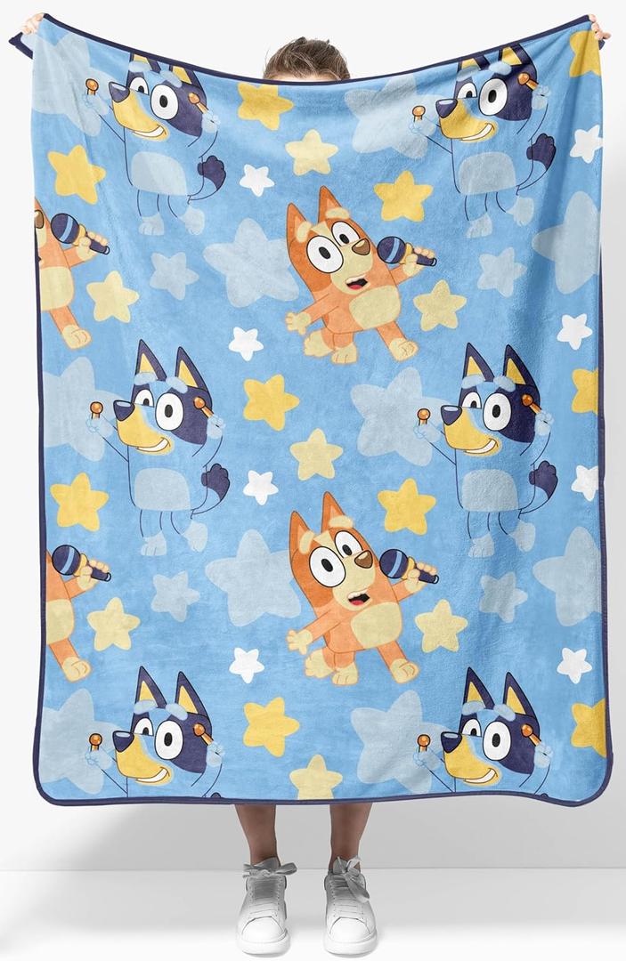 Jay Franco Kids Plush Throw Blanket Soft & Cozy Fleece Throw for Bedroom & Couch Dcor, Official Licensed Product, Blue - Bluey, 40x50 - Travel Blanket