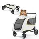 IDEALHOUSE Dog Stroller for Large & Medium Dogs, 176 Lbs Capacity Extra Large Pet Stroller, Dog Wagon for 2 Dogs, Foldable Design Luxury Dog Stroller with All-Terrain Wheel, Air Mesh, Foot Brake