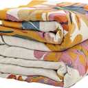 Bailix Boho Throw Blanket for Couch Sofa Bed, 100% Cotton Woven Quilt with Tassel 60”x80”, Super Soft Muslin Blanket with Floral Printed, Decorative Reversible Bed Blanket/Cover for All Seasons