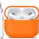 R-fun for AirPods Pro 2nd/1st Generation Case with Cleaner Kit,Soft Silicone Protective Case Cover for Apple AirPod Pro 2/1 for Women Men,AirPods Pro Case Accessories with Keychain,Orange