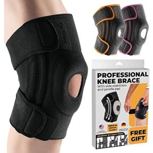 DR. BRACE ELITE Knee Brace with Side Stabilizers & Patella Gel Pads for Maximum Knee Pain Support and fast recovery for men and women-Please Check How To Size Video (Pluto, Large)