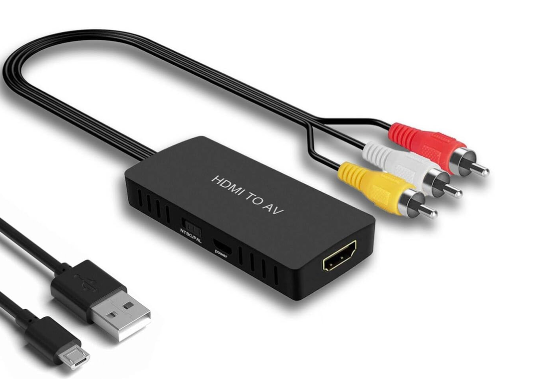 Dingsun HDMI to RCA Converter for Old TV Adapter, HDMI to Composite Converter Compatible Roku, Chromecast, PC, Laptop, Xbox, STB, VHS, VCR, DVD, Blu-Ray Player, Android TV Box