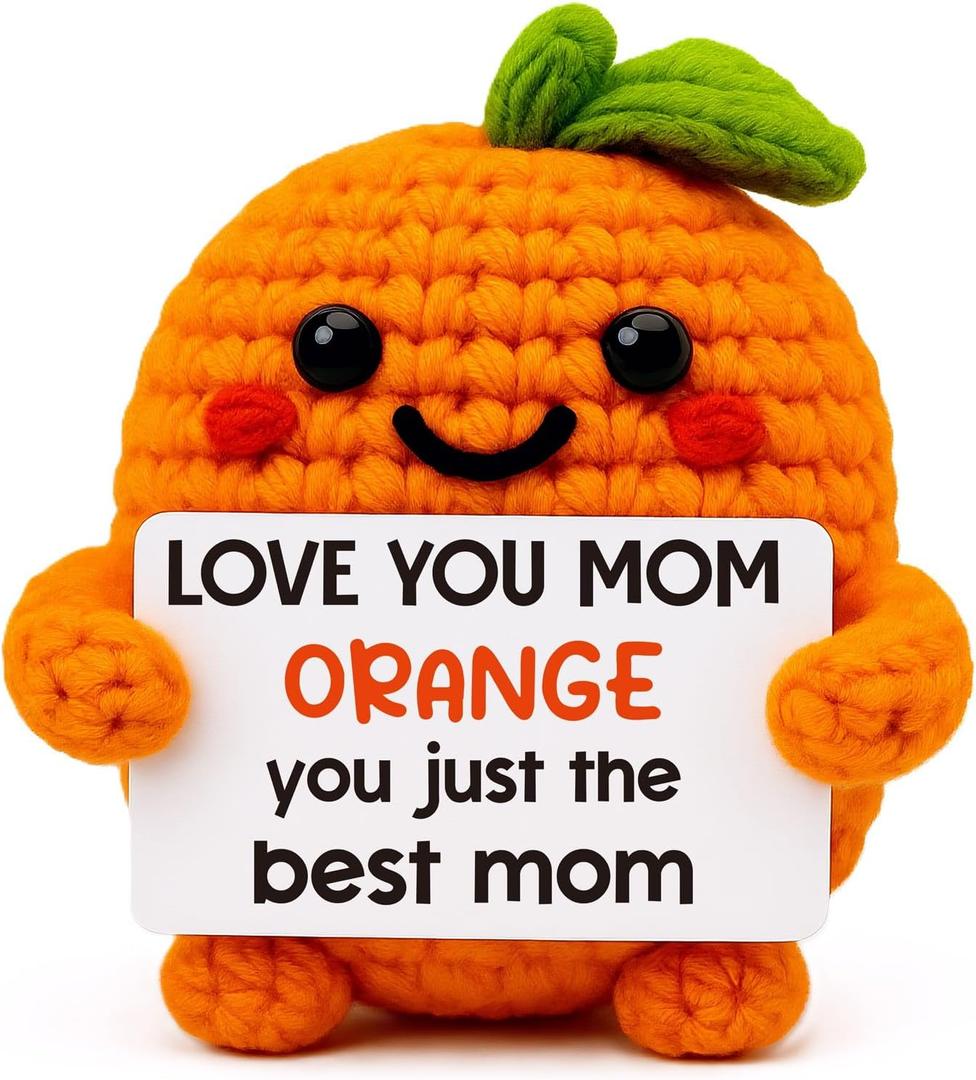 Crochet Orange Gift for Mom, Gifts for Mom, Mom Birthday Gifts, Mothers Day Gifts, Cute Keepsake Decor, I Love You Mom Gift from Daughter Son Husband