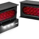 2PCS Steel Trailer Lights Boxes Housing Kit w/ 6 Inch Oval Red LED Tail Lights 2 Inch Round 4 LED RED Side Marker 6 LED License Plate Lighting, Grommets and Wire Pigtails Connectors Included