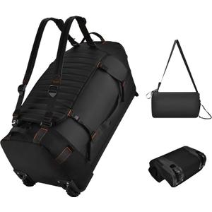 Foldable Rolling Duffle Bag with Wheels - 30" Extra Large Waterproof Travel Backpack with Shoe Compartment, Heavy Duty TSA-Approved Luggage for Mens Camping, Sports, and Airplane Trips