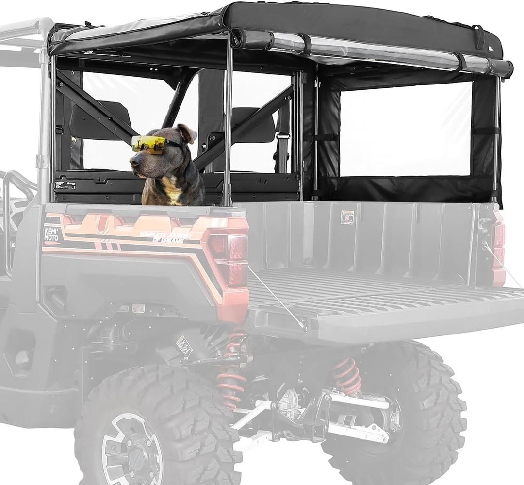 KEMIMOTO UTV Soft Cargo Camper Bed Cover Rack Compatible with Polaris Ranger 570 Full-size/XP 900/1000 / XP 1000 / Crew XP 1000 2013-2024 Rear Camper Top Canvas Cover Accessories