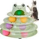 Gefryco Cat Toys 4-Tier Roller Track, Turntable Cat Tower Toy with Colorful Chase Balls, Multi-Level Interactive Cat Toys for Bored Indoor Adult Cats, Fun Puzzle Kitten Exercise Toys Self Play(Green)