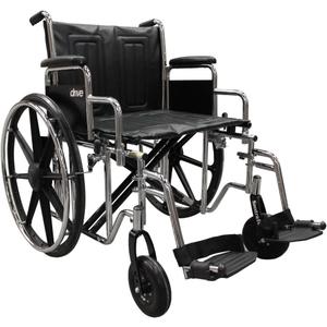 Drive Medical Sentra EC Heavy Duty Wheelchair with Various Arm Styles and Front Rigging Options, Black, Bariatric, 24 Inch