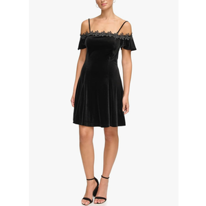 Kensie Women's Velvet Off The Shoulder Fit & Flare Mini Dress, Size 10