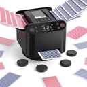 Automatic Card Shuffler and Dealer Machine  360 Rotating for 1-2 Decks, 2-12 Players with 4 Remotes | Built-in Game Modes, Rechargeable & Quiet for Poker, UNO, Phase 10, Skip-Bo, Rummy (Black)