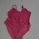 Lilosy Sexy Mesh Sheer Floral Lace Corset Lingerie Bodysuit Bustier Cami Top (Large, Hot Pink)