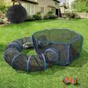 MAMI&BABI Catio Outdoor Cat Enclosures, Foldable Cat Tent for Outside Enclosed Playpen with Tunnel, Cat Outdoor Enclosure for Indoor Cats,Rabbit and Other Small Animals (Blue)
