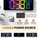 17.2" Large Digital Wall Mount Clock, Count Down Timer, Alarm, Big LED, 11 RGB Color, Temperature for Living Room Classroom Desk, Xmas, Birthday Gift for Senior Mom Dad (Rectangle)