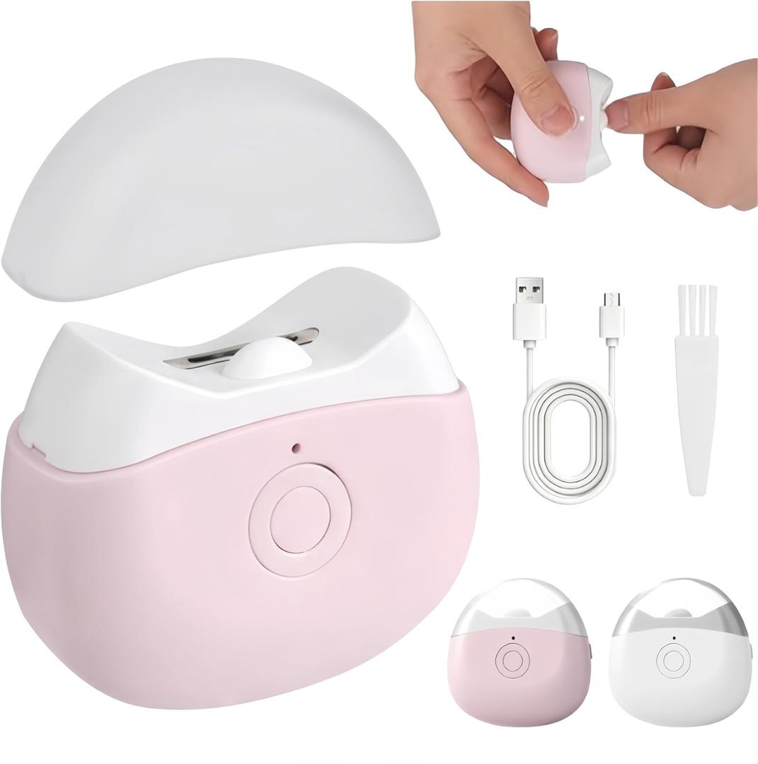 Electric Nail Clippers,2026 New Automatic Nail Trimmer with LED Light and 2 Speeds, Safety Fingernail Trimmer with Nail Scraps Storage for Baby Adult Seniors (Pink)