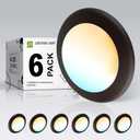 ASD 6 Pack LED Disk Lights 6 Inch, 15W 5CCT 2700K-5000K 1245LM CRI90+, Dimmable Flush Mount Ceiling Light Fixture, Low Profile Surface Mount Disc Lights, Junction Box or Recessed Can Install, UL