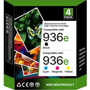 936 936XL Ink Cartridge Set: Compatible with 936 Ink, Suitable for HP Ink 936 936E 936XL, OfficeJet Pro 9125e 9120e 9730e 9130 9135e 9122e 9128e 9125e 9110b 9120b 4Pack