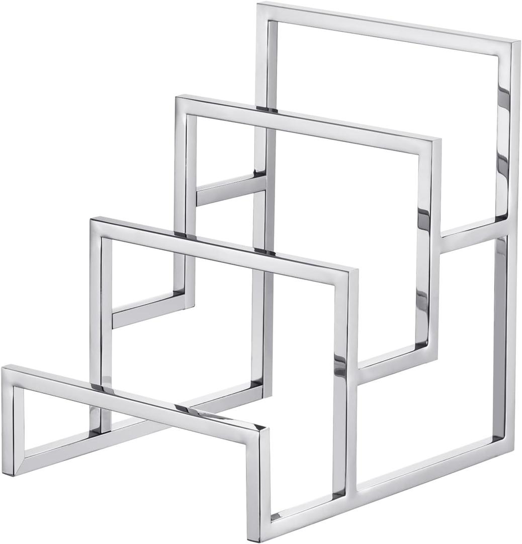 uxcell Clutch Purse Display Stand 3 Layer Wallet Display Rack Metal Clutch Holder Riser for Home Retail Store Supplies - Silver