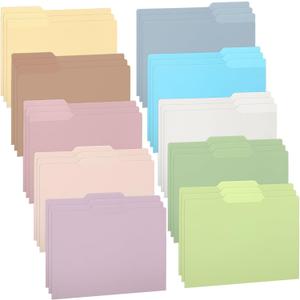 Estune 30 Pcs Decorative File Folders Letter Size Colored Manilla File Folders with 1/3-cut Tabs 11.69 x 9.25 Inches Graphic Laurel Leaf Office Supplies Organizers(Pastel)